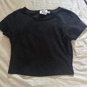 Princess Polly Classic Black Short Sleeve cropped Top size 8